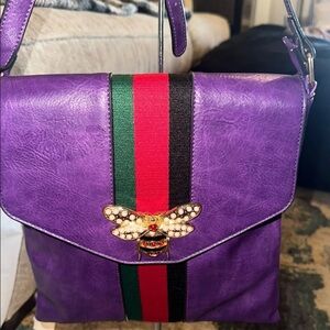 NWOT Purple BEE Crossbody with Gold Accents